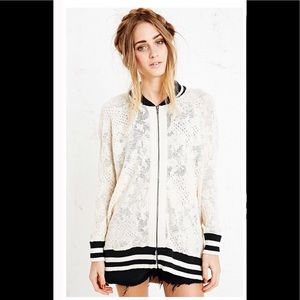 Free People Crochet Lace Bomber Jacket